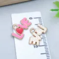 Pink and red enamel Love heart charms for DIY necklace and bracelet jewelry making - Love Heart Letter (25201) / 1 Piece (10*16*1mm) / Pink