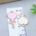 Pink heart-shaped alloy drip oil charm for DIY jewelry making necklaces and pendants - Heart Balloon (25203) / 1 Piece (22*12*1mm) / Pink