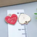 Red heart-shaped alloy charm with 'Merry Me' relief text for DIY jewelry accessory - Peach Heart Letter Merry Me (25207) / 1 Piece (14*15*1mm) / Red