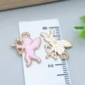 Pink Cupid enamel alloy charm pendant for DIY necklace and bracelet jewelry - Cupid (25208) / 1 Piece (17*15*1mm) / Pink