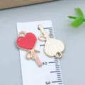 Red and gold heart-shaped lollipop enamel charm for DIY necklace and bracelet jewelry - Heart Balloon (25209) / 1 Piece (22*12*1mm) / Red