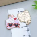 Enamel alloy Valentine's heart envelope charm for DIY necklace and bracelet jewelry making - Heart Sunglasses Envelope (25211) / 1 Piece (20*15*1mm) / Purple