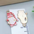 Colorful Valentine's gnome enamel alloy charm pendant for DIY bracelets and necklaces - Heart Rose Gnome (25212) / 1 Piece (22*14*1mm) / Pink