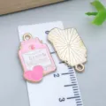 Pink enamel Valentine's heart charm with Be My Valentine text for DIY jewelry making - Heart Letter Envelope Bottle (25213) / 1 Piece (22*14*1mm) / Pink