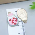 Enamel alloy Valentine heart jar pendant for DIY jewelry making with gold finish - Heart Bottle Drifting Bottle (25215) / 1 Piece (21*14*1mm) / Pink