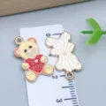 Enamel teddy bear charm with "I love you" heart for DIY jewelry making - Heart I Love You Bear (25216) / 1 Piece (22*12*1mm) / Yellow