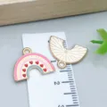 Colorful enamel rainbow heart charms for DIY jewelry making with size measurement - Heart Rainbow (25220) / 1 Piece (14*18*1mm) / Pink