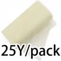 Detail view of beige tulle fabric roll for wedding party decoration and DIY crafts. - Beige
