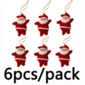 Mini Babbo Natale Decorazione Albero di Natale Appendere Pendente Rosso 6Pcs Set DIY - Rosso