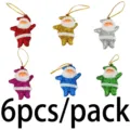 Set di mini ornamenti sospesi di Babbo Natale glitterati, confezione da 6 pezzi. - Misto