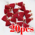 20pcs red mini tassels 2.5cm with gold rings for DIY jewelry keychains phone straps - Burgundy