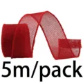 Rotes Draht-Juteband 40mm breit, 5m pro Packung für Geschenkverpackung Schleifen und Blumen. - Rot