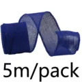 Blaues Juteband 40mm mit Drahtkante 5m Packung für Geschenke und dekorative Schleifen - Dunkelblau