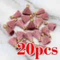 Pink mini tassel charms with gold loops for DIY jewelry, keychains and phone straps 20pcs - Flesh Pink