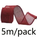 Rotes Jutegband 5m Rolle mit Drahtkante zum Geschenke verpacken, Basteln und Blumen binden. - Burgunderrot