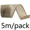 Natürliches Jutaband mit Drahtkante für Geschenkeverpackung, Blumen und Handwerk 5m - Kaffeebraun