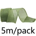 Grünes Draht-Juteband 40mm breit, 5m pro Packung für Geschenkverpackung, Schleifen und Blumen. - Olivgrün