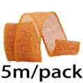 40mm bunte Juterolle mit Drahtkante 5m Pack für Geschenkverpackung Deko Schleifen - Orangegelb