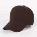 Plain brown washed cotton baseball cap, casual soft top dad hat for daily wear outdoor. - Red Coffee