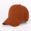 Solid color washed cotton baseball cap, caramel brown casual dad hat, retro sun protection hat. - Caramel color