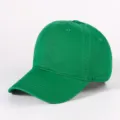 Solid green classic cotton baseball cap, soft top vintage dad hat, casual daily wear. - Green