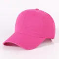 Solid hot pink cotton baseball cap, casual plain soft top washed sun hat for women men. - Rose Red