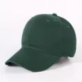 Dark Green Vintage Washed Cotton Baseball Cap Solid Color Casual Dad Hat Adjustable - Dark Green