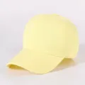 Light yellow plain baseball cap, washed cotton soft top dad hat, casual retro sun hat. - Milk Yellow