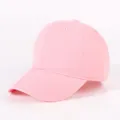 Pink solid color baseball cap, soft top cotton dad hat with curved brim for casual daily wear. - Light Pink