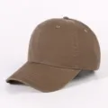 Vintage washed cotton baseball cap solid color brown dad hat for casual daily wear. - Light Coffee