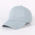 Light blue washed cotton baseball cap, solid color retro soft top casual dad hat SKU. - Light Blue