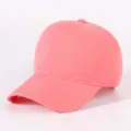 Pink washed cotton baseball cap, plain soft top vintage dad hat for daily casual wear. - Deep Pink