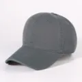 Solid color washed cotton baseball cap, classic soft top adjustable dad hat for daily wear. - Dark Gray