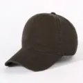 Vintage washed cotton baseball cap in dark brown, soft top plain dad hat for daily casual wear. - Dark Coffee