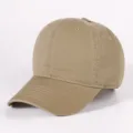 Plain washed cotton baseball cap, soft top vintage dad hat, khaki color variant. - Dark Khaki
