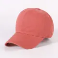 Solid color washed cotton baseball cap vintage soft top dad hat casual outdoor sun hat. - Dusty Pink