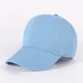 Plain washed cotton baseball cap, retro soft top duck tongue hat, solid color casual daily wear. - Medium Blue