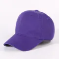 Solid purple plain baseball cap, vintage washed cotton soft top hat for daily wear. - Purple