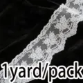 8cm white cotton lace trim embroidery close up for sewing apparel and DIY crafts 1yd - White