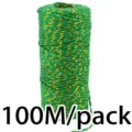 Colorful cotton cord twine ribbon 100m 2mm wide for Christmas gift wrapping and decoration. - 100m/Roll / Green