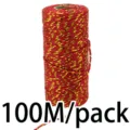 Red gold glitter cotton twine 2mm 100M roll for Christmas gift wrapping and crafts decor - 100m/Roll / Red Gold