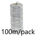 Silver metallic cord 100m roll hollow braid thread for gift wrapping and party decoration - Silver