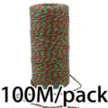 Red and green twisted cotton twine 2mm 100M roll for Christmas gift wrapping and holiday crafts decoration - 100m/Roll / Red and Green