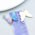 Vibrant blue and pink enamel butterfly charms for DIY necklace and bracelet accessories - Printed Butterfly Style (24885) / 1 Piece/Pack (21x19mm)