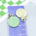 Dijes de melón en esmalte verde para joyería DIY con regla para escala de tamaño - Melón Hami (24398)