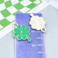 Dijes de trébol de cuatro hojas en esmalte verde para creación de joyas DIY personalizadas. - Trébol de la Suerte (25096)
