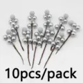 Close-up detail of artificial silver foam berry stems, perfect for Christmas tree decor and DIY crafts. - Silver