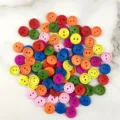 Colorful 1.5cm 2-hole wooden buttons for sewing, DIY crafts, and handmade garment decoration. - Mixed Pack