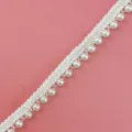 White pearl lace trim ribbon 1cm wide for gift wrapping, DIY crafts, and sewing projects. - Style 4