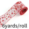 Rote glitzernde Herz-Transparentband mit Drahtkante, ideal für Valentinstag Hochzeit Party. - Rot